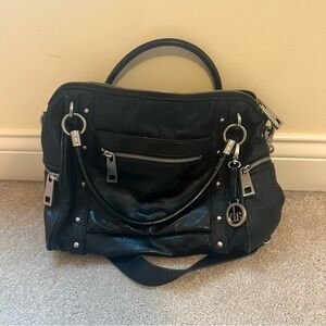 AUDREY BROOKE Black Leather Satchel